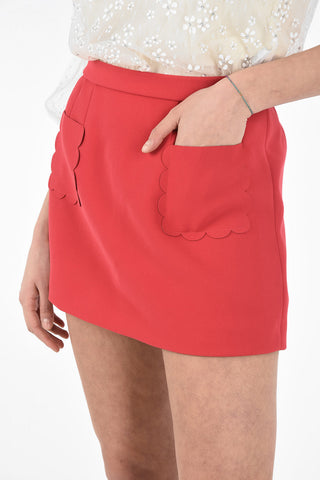 Fabric Mini-Skirt with Floral Patch Pockets 