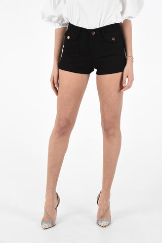 Blend Wool High Waist Shorts with Belt Loops 