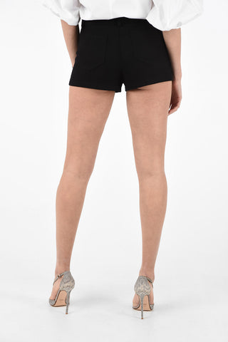 Blend Wool High Waist Shorts with Belt Loops 
