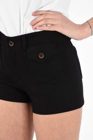 Blend Wool High Waist Shorts with Belt Loops 