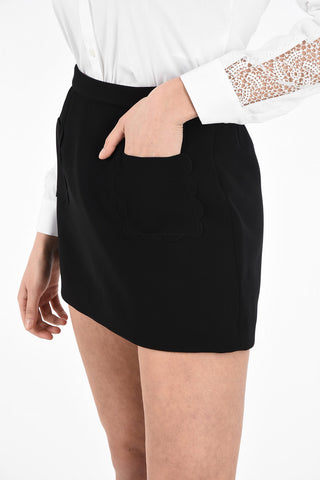 Fabric Mini-Skirt with Floral Patch Pockets 
