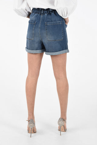 Denim High Waist Shorts with Belt 
