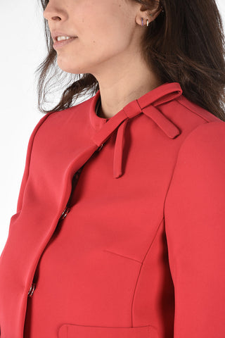Floral Patch Pocket Bolero Jacket with Hidden Button Closure