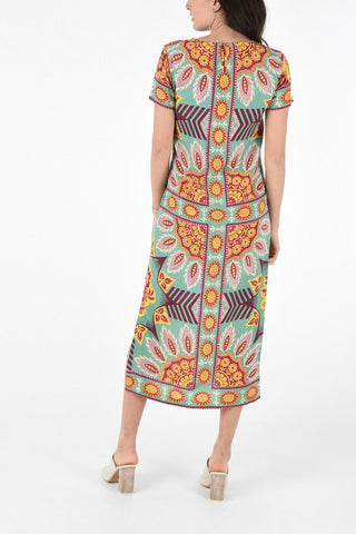 Floral Silk Short Sleeve RONCOLO Caftan