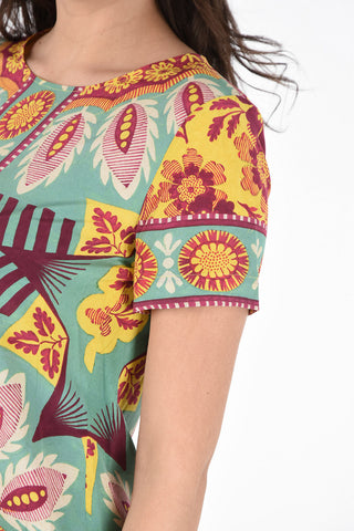 Floral Silk Short Sleeve RONCOLO Caftan