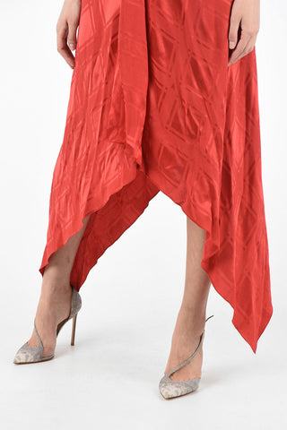 Vestito Floor Asimmetrico con Fantasia Geometrica 
