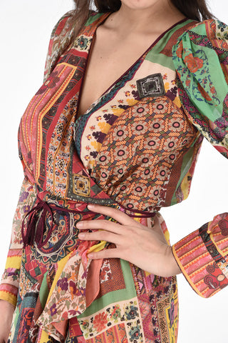 Cotton and Silk Draped Dress