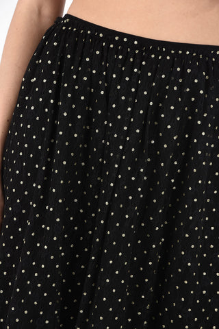 Gonna Plissé in Tulle Ricamato con Pois in Lurex 