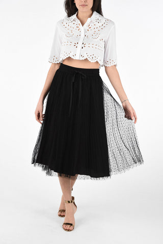 Tulle Polka Dot Accordion Skirt with Drawstring Closure