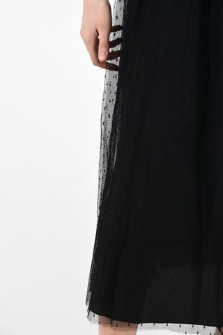 Gonna Midi in Tulle A Pois con Elastico in Vita 
