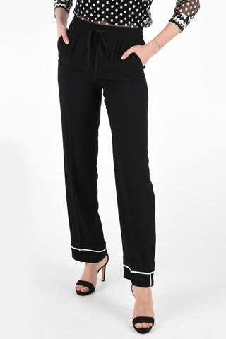 Wide Leg Single Pleat Joggers with Drawstring Closure