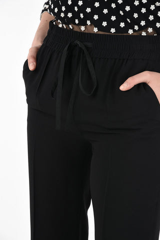 Wide Leg Single Pleat Joggers with Drawstring Closure