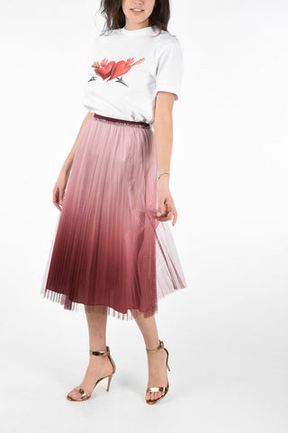 Gonna Plissé in Tulle con Elastico in Vita 
