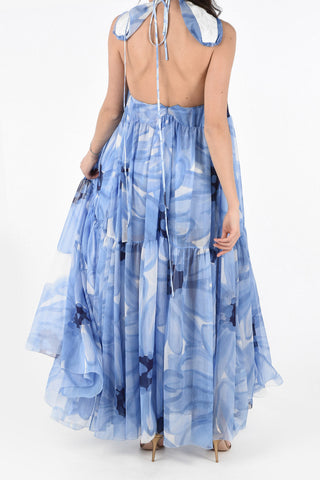 Vestito Halterneck Floreale a Balze 