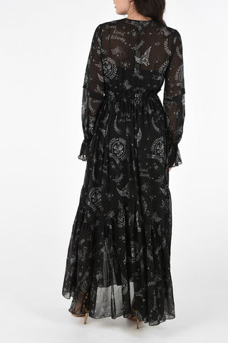 Monogram Printed  Maxi Flounced Dress