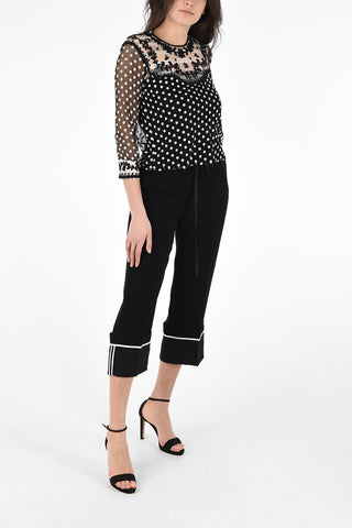 Blusa in Tulle con Ricamo Floreale e Top 