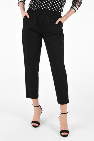 Stretch Cotton Flush Pocket Pants with Elastic Waist Band 