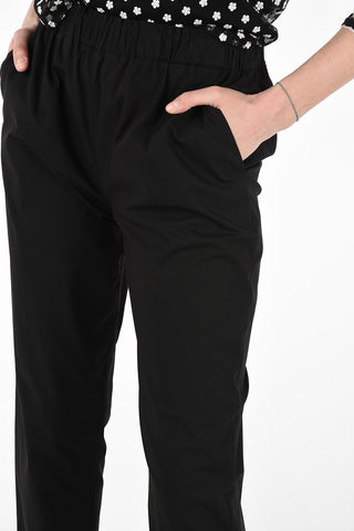 Stretch Cotton Flush Pocket Pants with Elastic Waist Band 