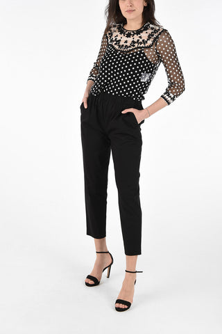 Stretch Cotton Flush Pocket Pants with Elastic Waist Band 