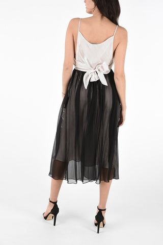 Vestito Sottoveste in Seta con Scollo in Pizzo 