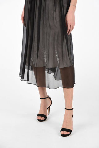 Vestito Sottoveste in Seta con Scollo in Pizzo 