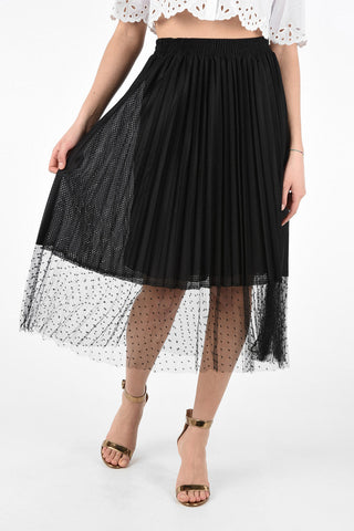Jersey Accordion Skirt with Polka Dots Tulle Detail On the Bottom