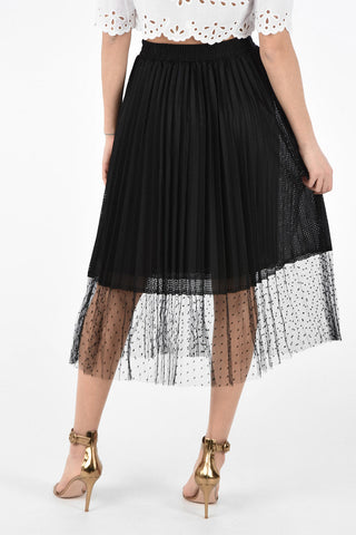 Jersey Accordion Skirt with Polka Dots Tulle Detail On the Bottom