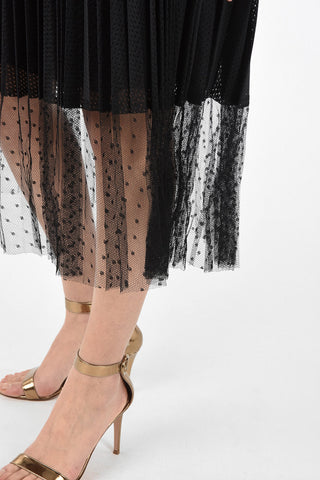 Jersey Accordion Skirt with Polka Dots Tulle Detail On the Bottom