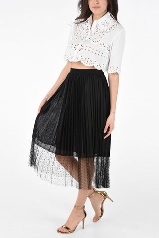 Jersey Accordion Skirt with Polka Dots Tulle Detail On the Bottom