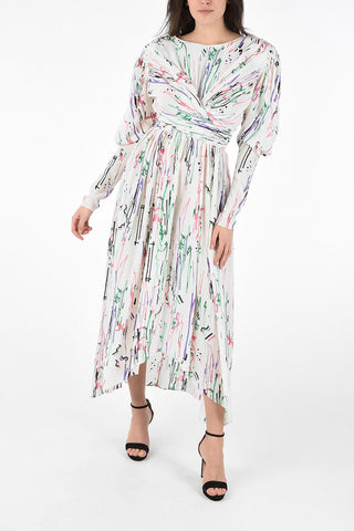 Stretch Silk Draped Floor Dress