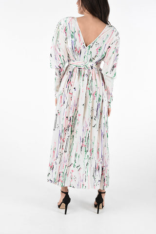 Stretch Silk Draped Floor Dress