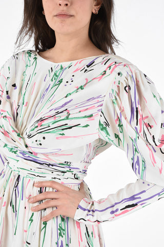 Stretch Silk Draped Floor Dress