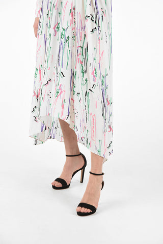 Stretch Silk Draped Floor Dress