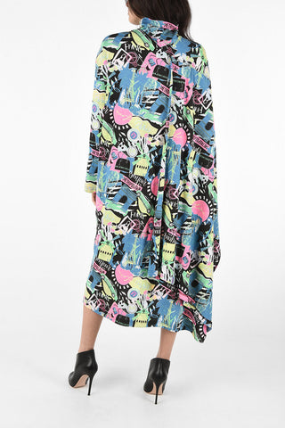 Printed PARIS CITY Draped Dress