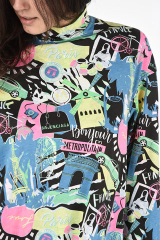 Printed PARIS CITY Draped Dress