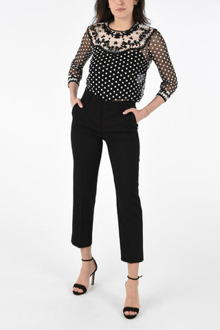 Blend Virgin Wool Straight Fit Pants with Hidden Closure