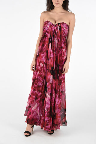 Floral Silk Draped Dress with Inner Bustier
