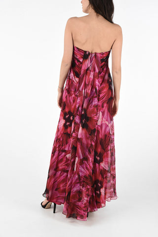 Floral Silk Draped Dress with Inner Bustier