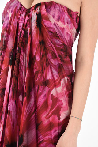 Floral Silk Draped Dress with Inner Bustier