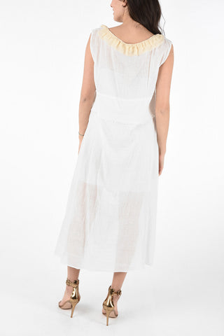 Cotton Shift Dress with Floral Application