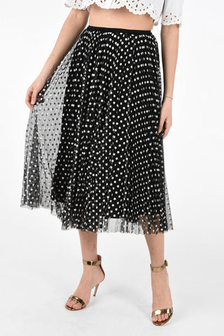 Tulle Flared Skirt with Floral Embroidery