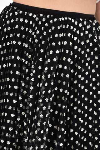 Tulle Flared Skirt with Floral Embroidery