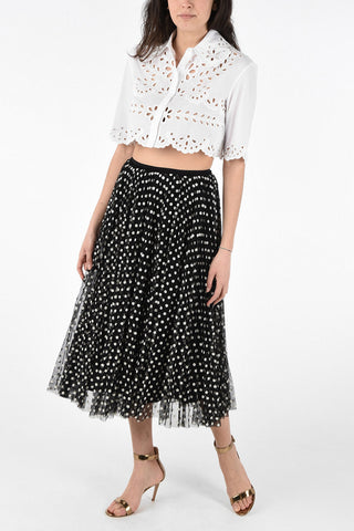 Tulle Flared Skirt with Floral Embroidery