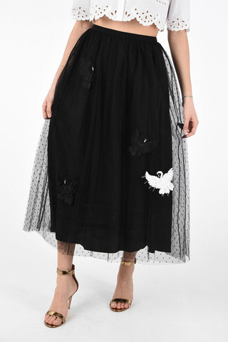 Tulle Flared Skirt with Swan Patch Applications