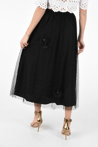 Tulle Flared Skirt with Swan Patch Applications