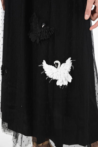 Tulle Flared Skirt with Swan Patch Applications