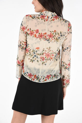 Blusa Floreale con Dettagli in Tulle Ricamato e Top 