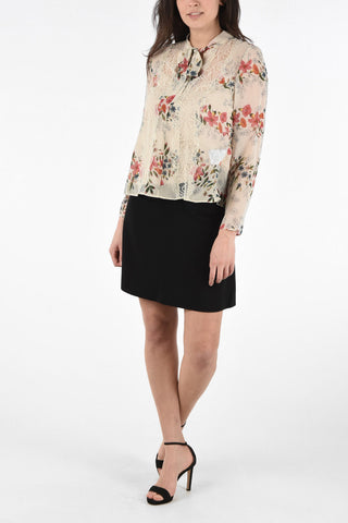 Blusa Floreale con Dettagli in Tulle Ricamato e Top 