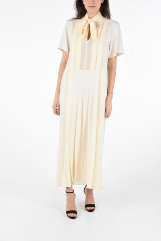 Floor Accordion Dress with Flush Pockets 