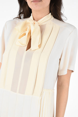 Floor Accordion Dress with Flush Pockets 